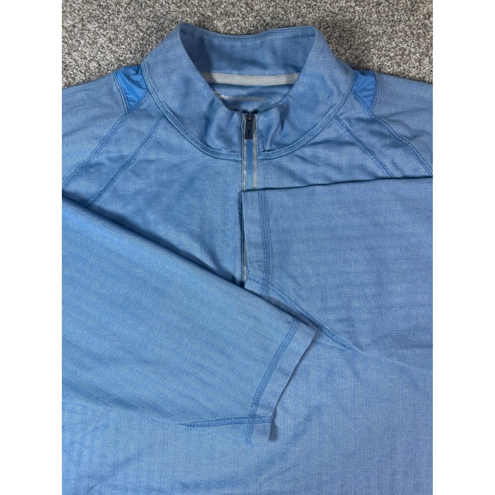 Tommy Bahama Mens 3XB Blue Herringbone 1/4 Zip Pullover BT216403 Big & Tall